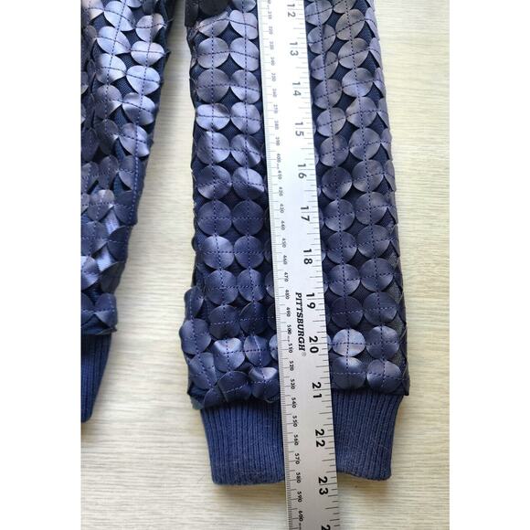 Jacket-Colleen Lopez-Navy Blue-Zipper-Unique Design-Faux Leather-Size LRG - Picture 15 of 15